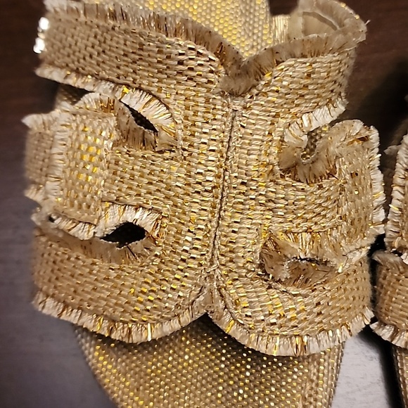 Sam Edelman Gold Sandals H-Style Bay Frey 2 Slip-On sz 9.5 - Picture 4 of 9